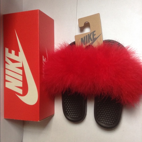 Customized Fur Nike Slides - Picture 1 of 4