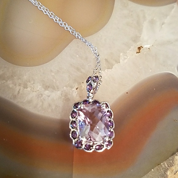 Lorenzo Jewelry - Lorenzo |18kwgp Rose De france & amethyst necklace