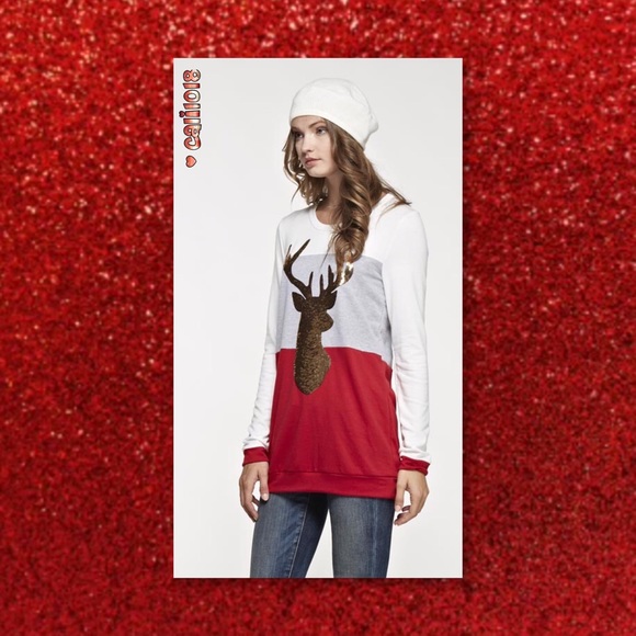 1HR ONLY‼️1 LEFT🆕 Sequin Reindeer Color Block - Picture 2 of 4