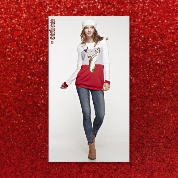 1HR ONLY‼️1 LEFT🆕 Sequin Reindeer Color Block - Picture 3 of 4