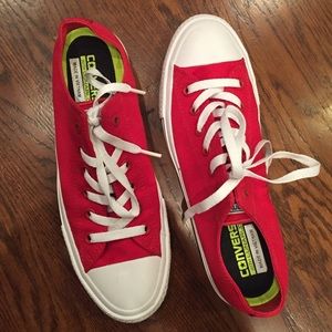 Red and white converse, worn once!