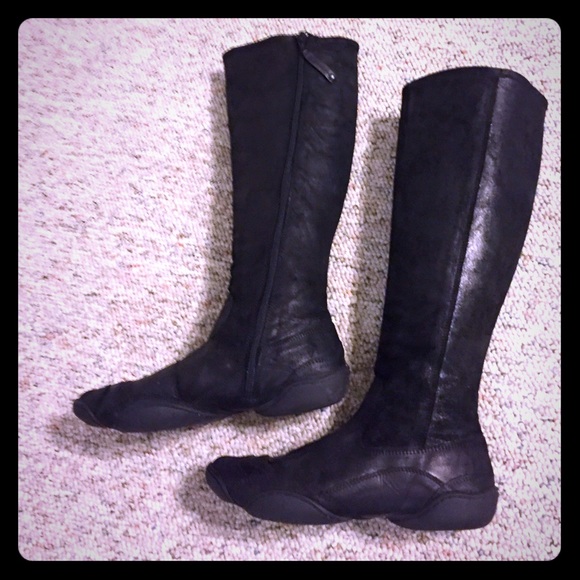 Black leather moto style boots