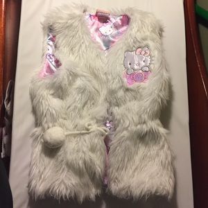 Girls hello kitty white fur vest