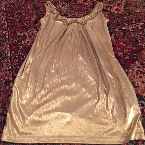 Heni Nieman gorgeous lame/ruffle trim sleeveless