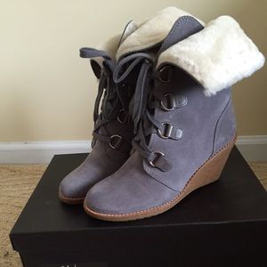 Cole Haan waterproof gray wedge boots