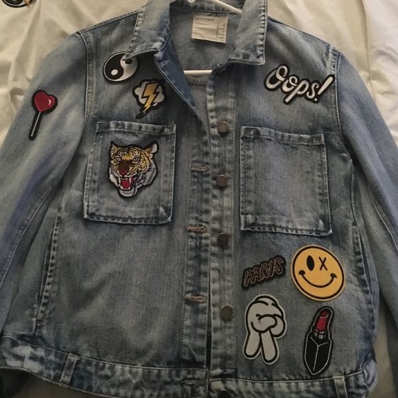 Acid Wash Custom Made Patch Denim Jacket
