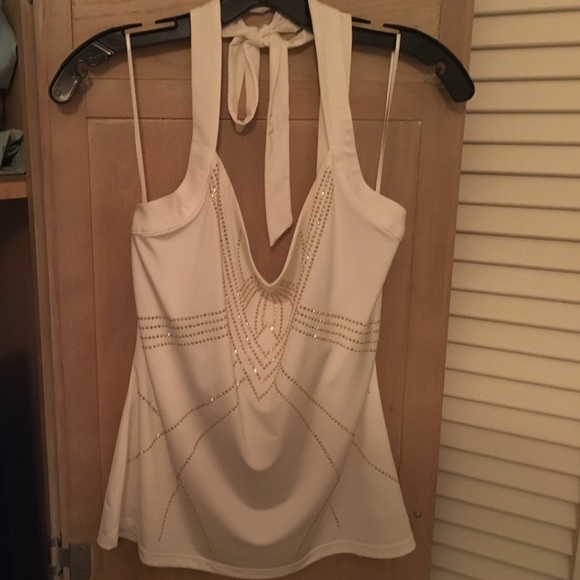 CACHE Winter White Halter BLOUSE 👚