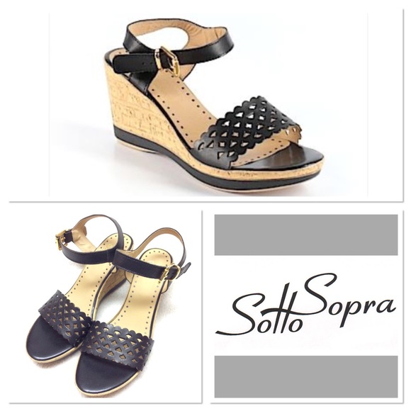 sotto sopra Shoes - 39/8 SOTTO SOPRA  black leather wedges