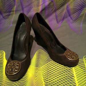 Tory Burch Brown Suede Wedges