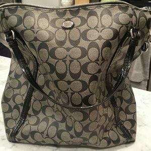 Coach black signature leather crossbody