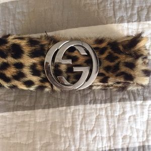 GUCCI Leopard print fur belt fits wide variety!