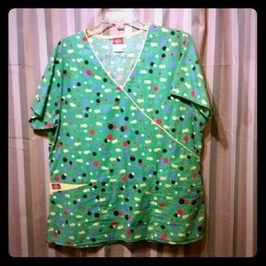 Women's Dickies print scrub top