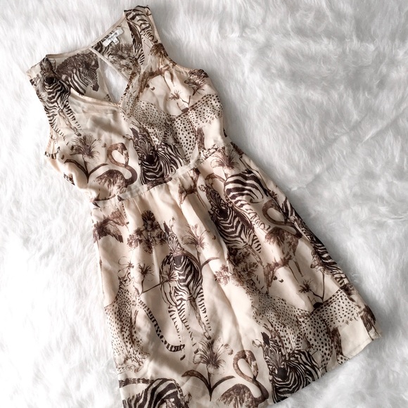 ❌SOLD❌ Madewell Tailored Silk Dress Safari Sketch - Picture 2 of 4