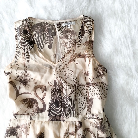 ❌SOLD❌ Madewell Tailored Silk Dress Safari Sketch - Picture 3 of 4