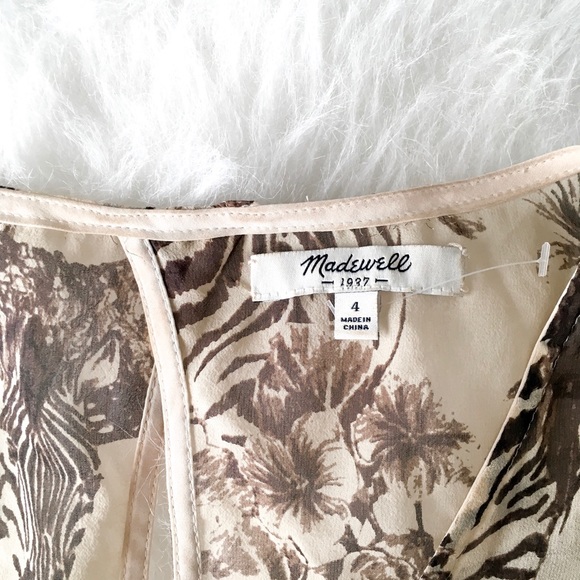 ❌SOLD❌ Madewell Tailored Silk Dress Safari Sketch - Picture 4 of 4