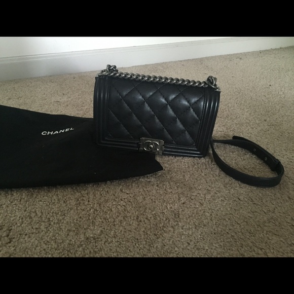 Chanel le boy flap bag quilted calfskin small