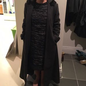 Charles klien fur hooded floor length coat