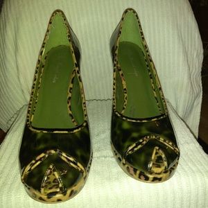 Green and Cream Leopard Heels