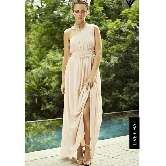 Glass Blush One-Shoulder Maxi Dress