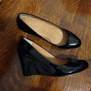 Black patent J.Crew wedges