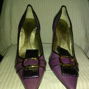 Purple Heels with Gold Buckle
