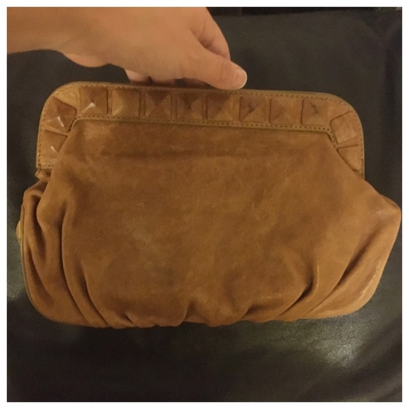 Light Brown Studded leather Clutch