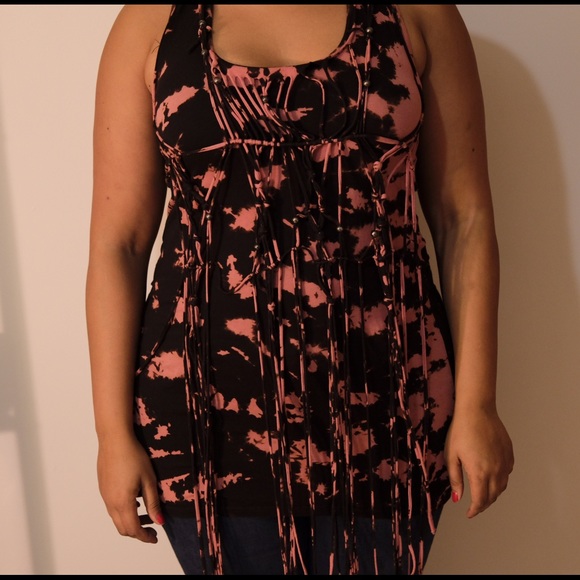Tie dye fringe tunic from River Island