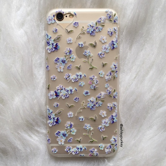 SOLD purple and blue floral iPhone 6 Plus case - Picture 2 of 4