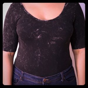 Acid wash black bodysuit from Divided