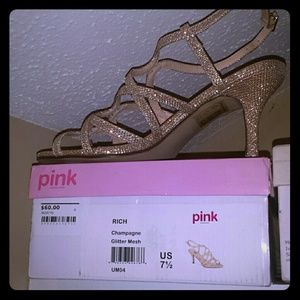 Champagne Glitter Mesh Heels