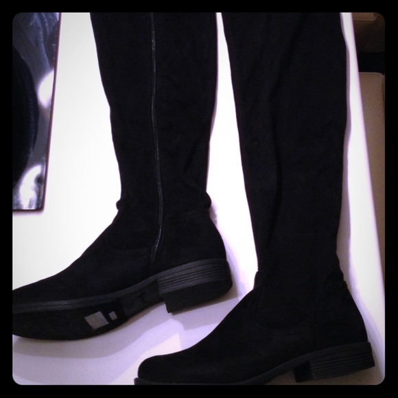 Black Velvet Thigh High Boots
