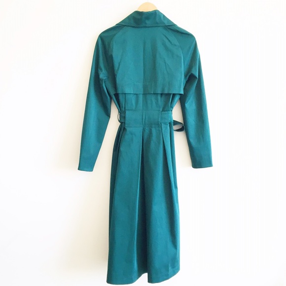 ✨SOLD✨ new | TY-LR Deep Teal Belted Trench Coat S - Picture 2 of 4