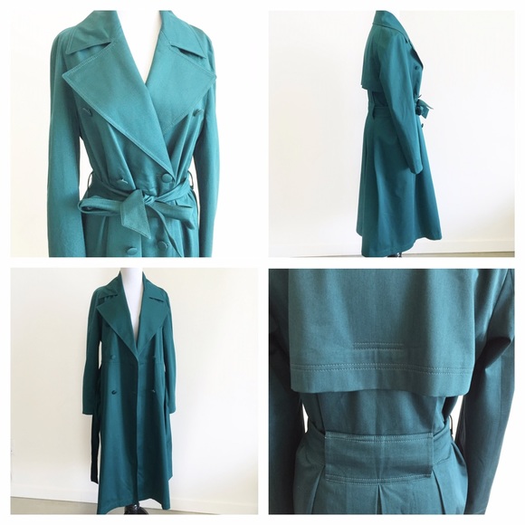 ✨SOLD✨ new | TY-LR Deep Teal Belted Trench Coat S - Picture 3 of 4