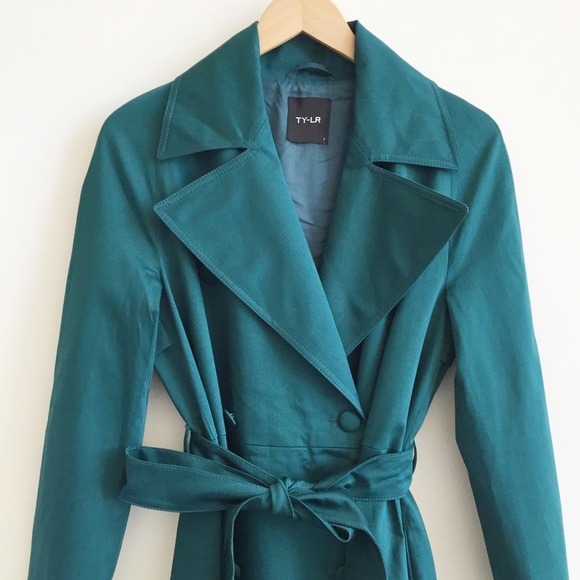 ✨SOLD✨ new | TY-LR Deep Teal Belted Trench Coat S - Picture 4 of 4