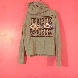 *VS Pink Bling Tropical Flowers Hoodie