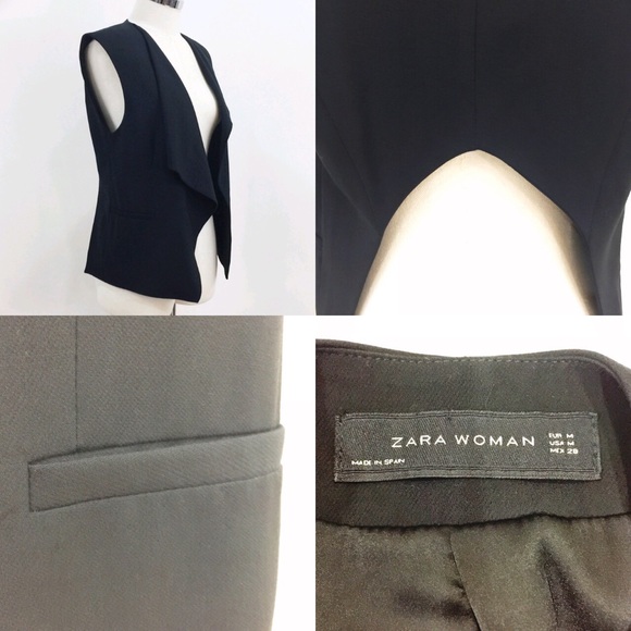 [ zara ]  black cut out back draped open vest - Picture 4 of 4