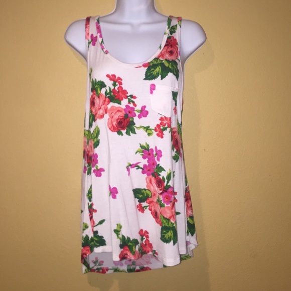 Floral print long tank top