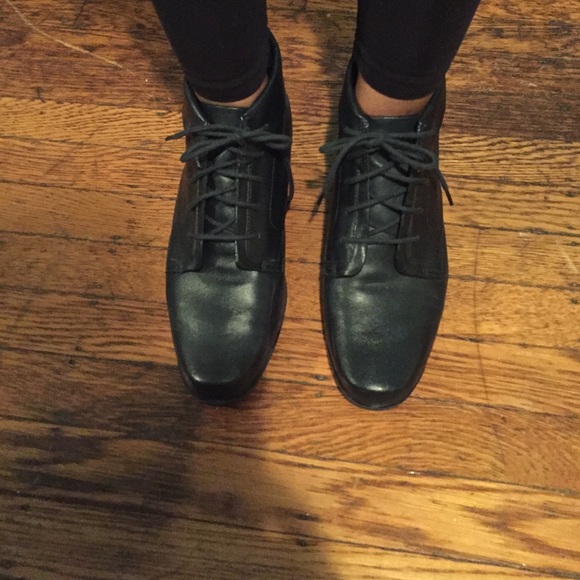 Navy booties with laces