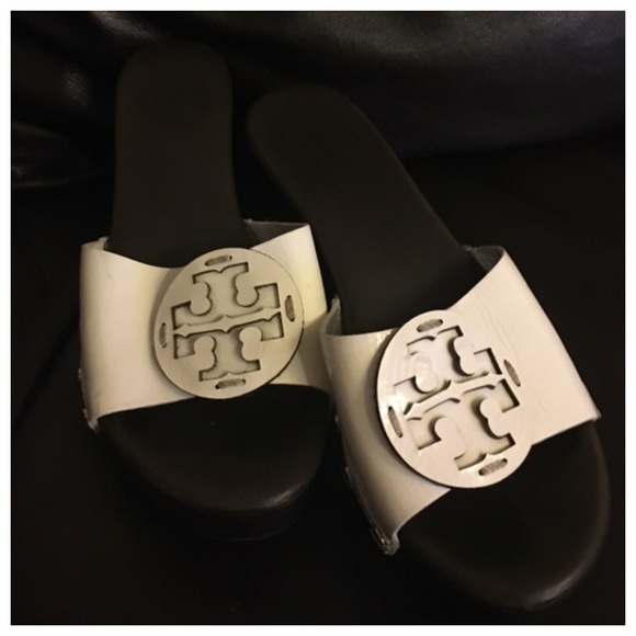 Tory Burch White Patent Leather platform sandal