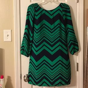 Navy and Green Dress