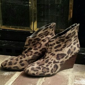Leopard print wedge booties