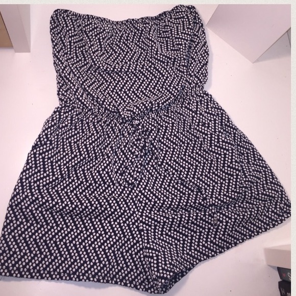 Strapless polka dot romper