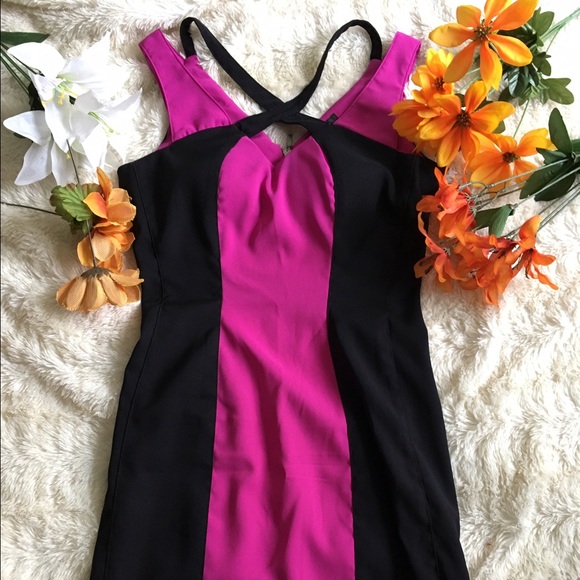 XOXO Dresses & Skirts - Really cute black and magenta color dress