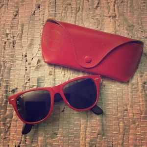 Red RayBans Wayfarer Sunglasss