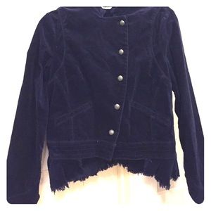 Free People Navy Blue Velvet Jacket