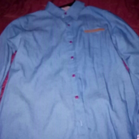 A blue,lether shirt