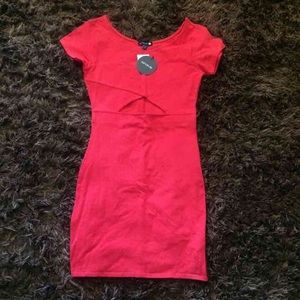 Red body con dress