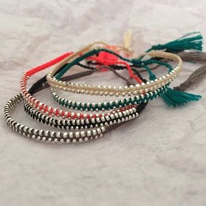 5 Colorful Threaded Tassel Bracelets