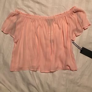Light Pink Off-the-Shoulder Crop Top