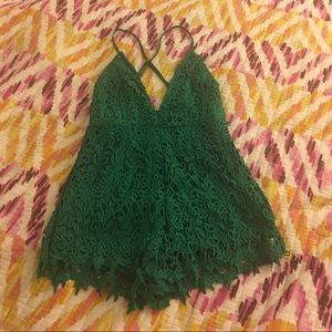 Green Lace Romper